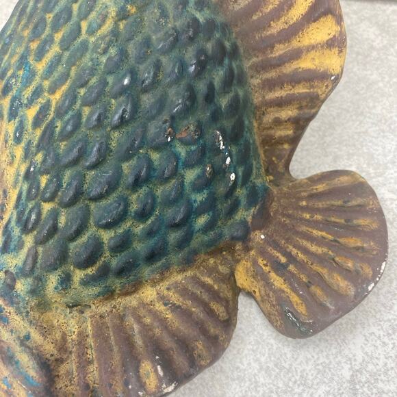 Chalk Art? Fish Set of 3 Wall Art Artisan Spirit Mexico 6”-8” Green Brown Yellow - Picture 6 of 12